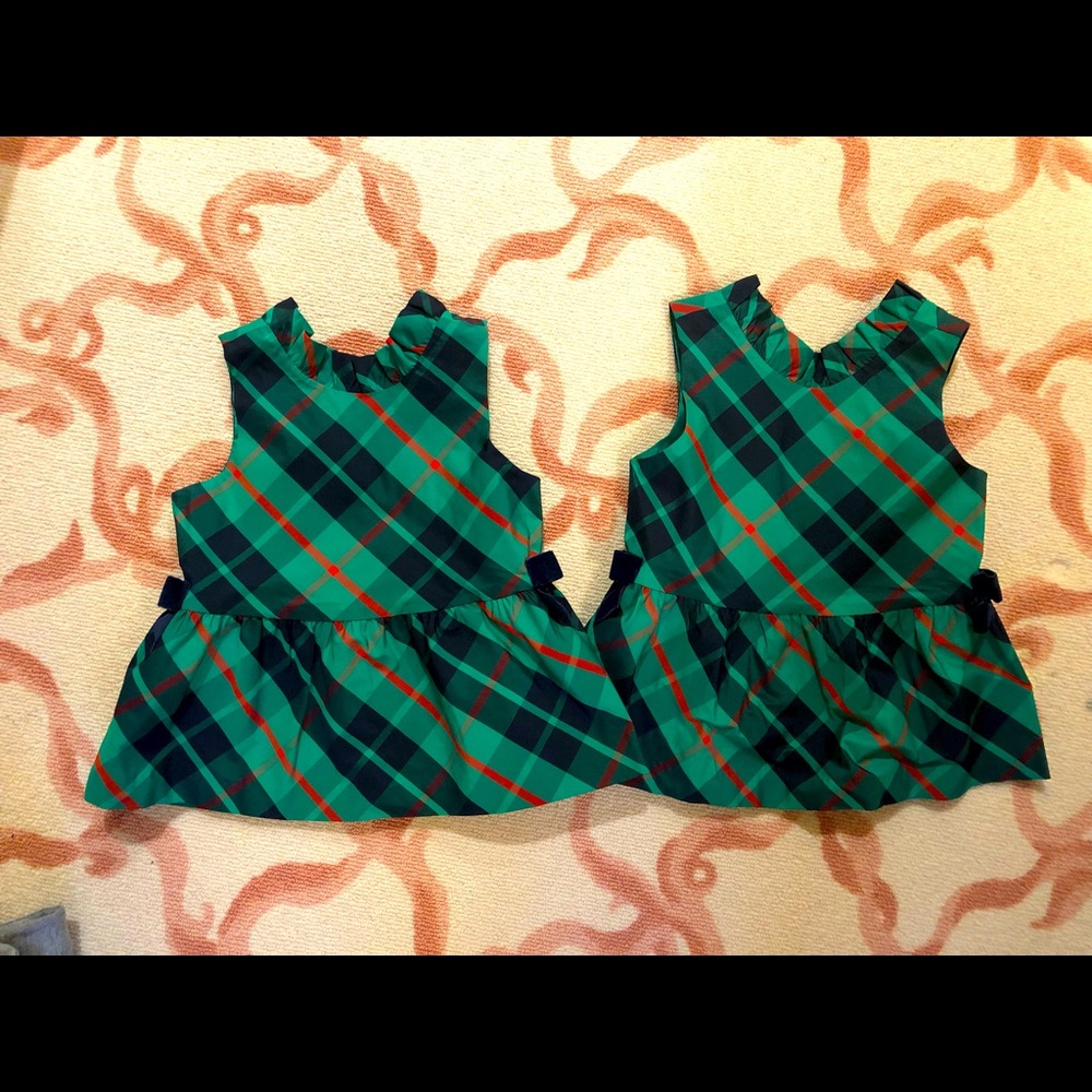 Janie and Jack green plaid shirt